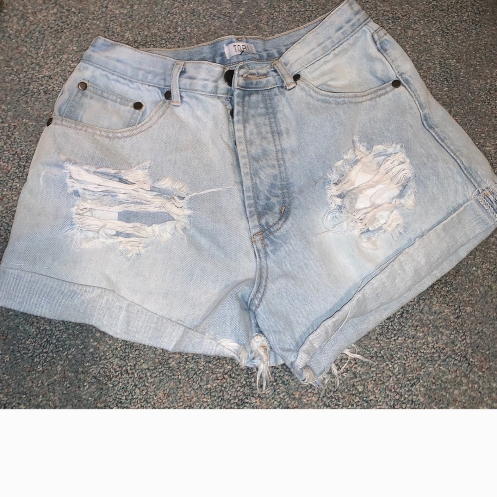 Tobi Light Blue High Waisted Denim Shorts